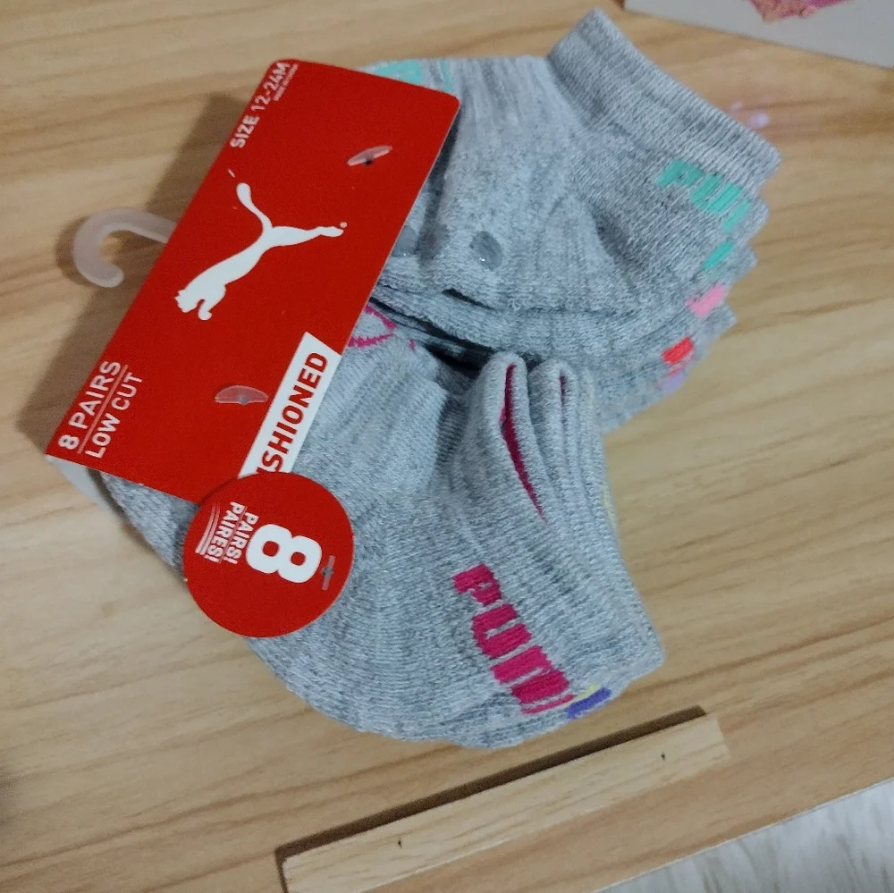 Puma 8 Pair Low Cut Cushioned Socks Girl 12-24 Months NWT